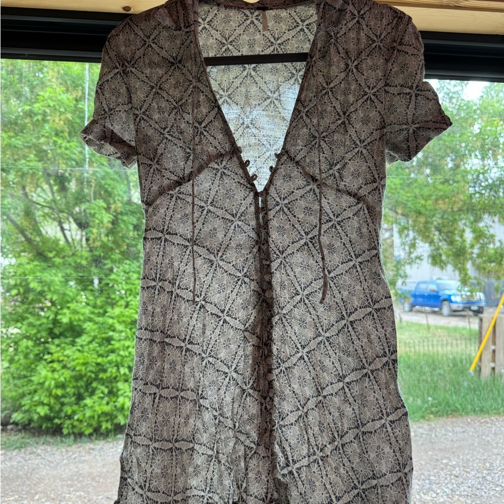 Free People Brown Patterned Dress